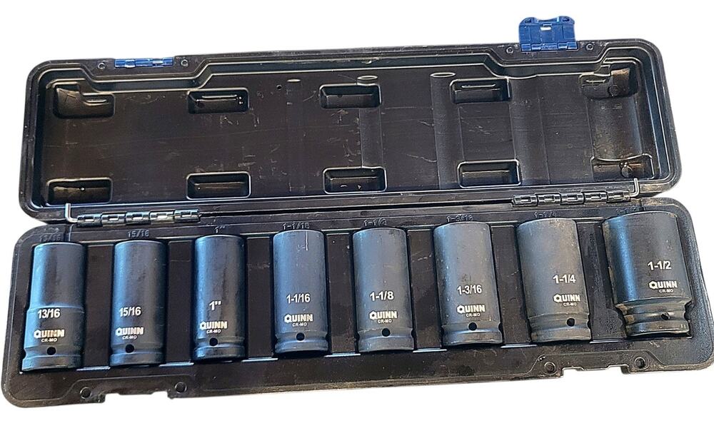 Quinn 8-Pc 1" Drive SAE & Metric Truck Service Impact Socket Set & Storage Case